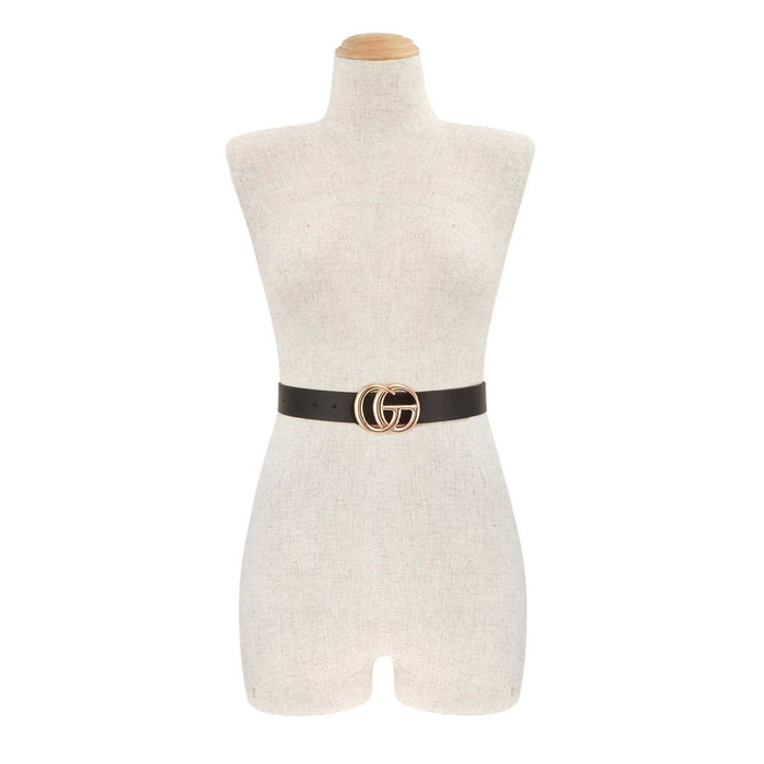 Luxe Vegan Leather Belt with Gold GO Buckle