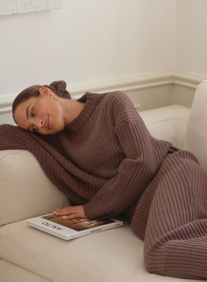 Macchiato Rib Knit Sweater & Skirt Set