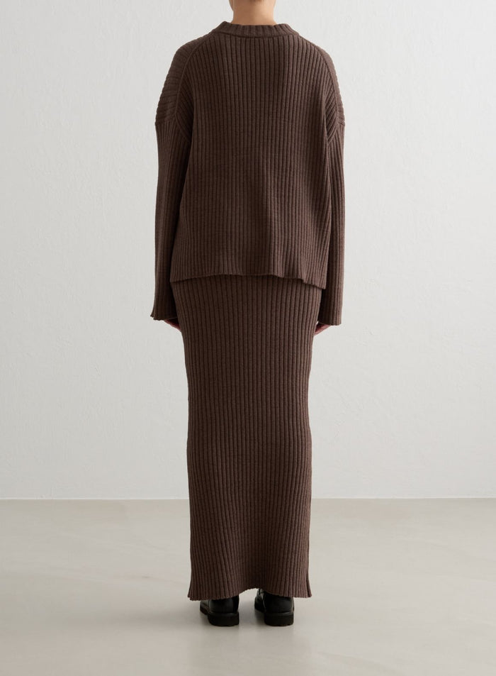Macchiato Rib Knit Sweater & Skirt Set