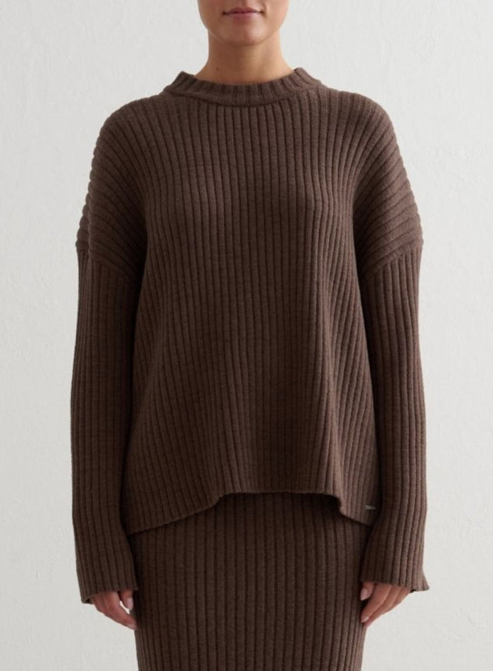 Macchiato Rib Knit Sweater & Skirt Set