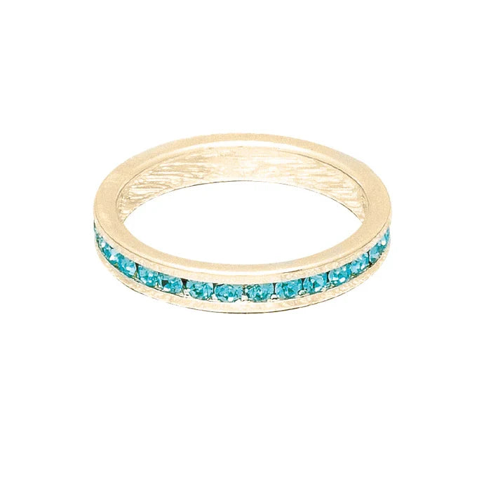 March (Aquamarine) Yellow Gold Ring | Size 9