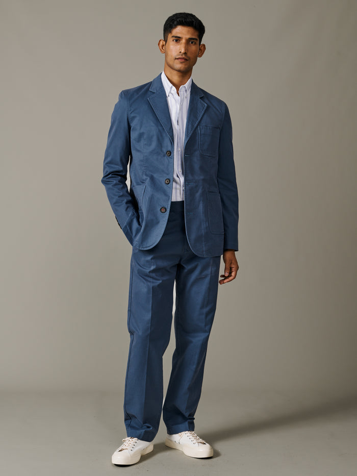 Aubin Washed Blue Mareham Patch Pocket Jacket | Suit Jackets