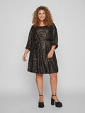 MAYA U-NECK SHORT DRESS (BLACK/BRONZE)
