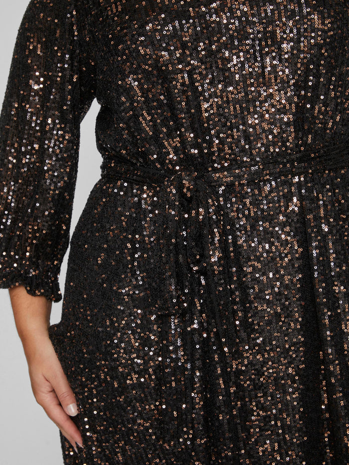 MAYA U-NECK SHORT DRESS (BLACK/BRONZE)