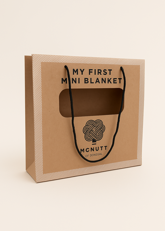 McNutt of Donegal Playful Blue Mini Blanket | Pure Wool