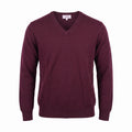 Men's Dunedin Cashmere 100% Cashmere V Neck Jumper - Bordeaux - Heritage Of Scotland - XS
