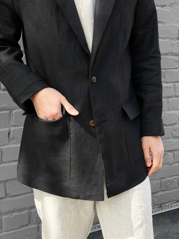 Men’s Linen Jacket LARCH in Black
