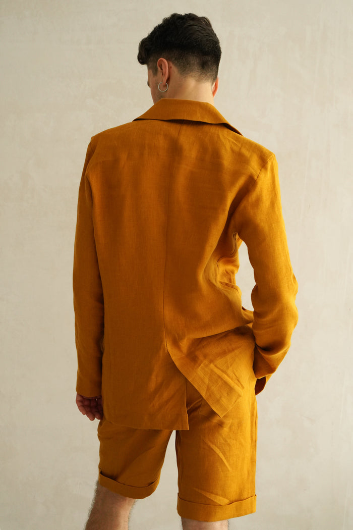 Men’s Linen Jacket LARCH in Saffron