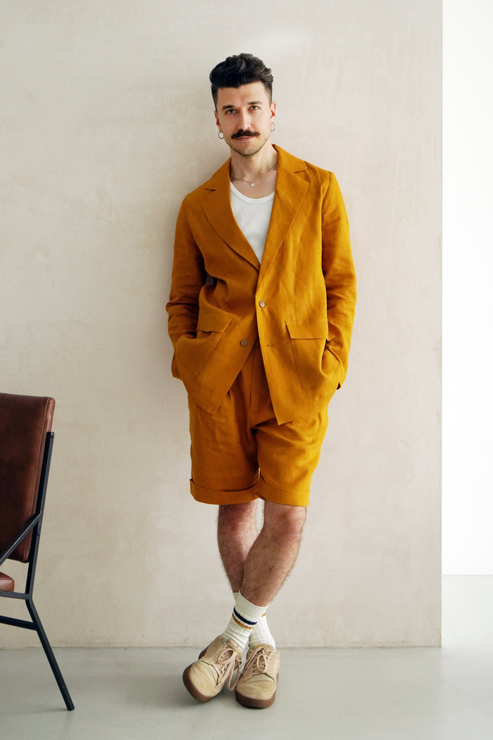 Men’s Linen Jacket LARCH in Saffron