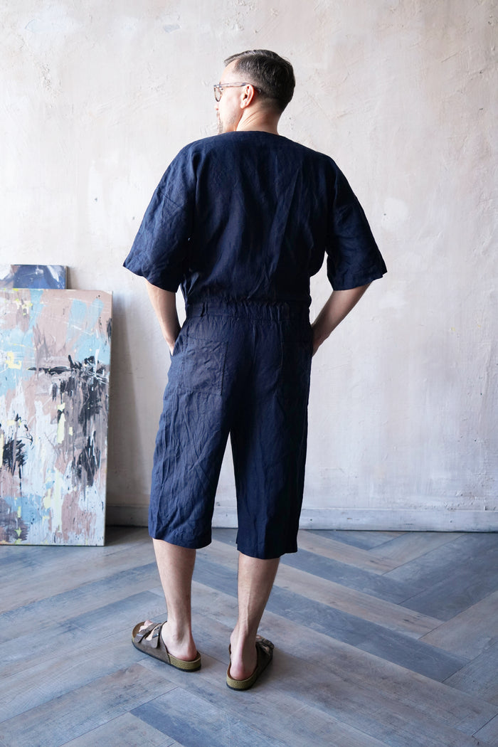 Mens Linen Jumpsuit Canna in Dark Blue