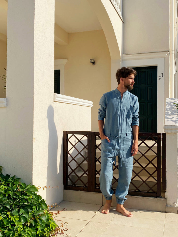 Mens Linen Jumpsuit PALO SANTO - US WAREHOUSE