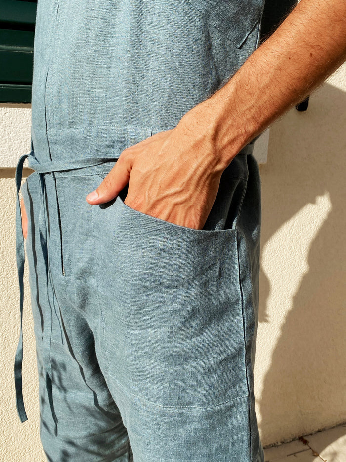 Mens Linen Jumpsuit PALO SANTO - US WAREHOUSE