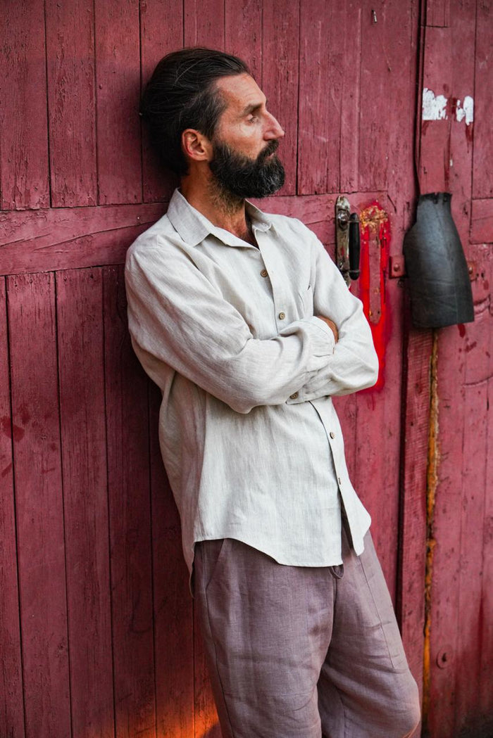 Mens relaxed linen shirt MAGNOLIA in Beige