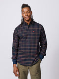 Aubin Navy Check Merton Brushed Oxford Button Down Shirt | Checked Shirt