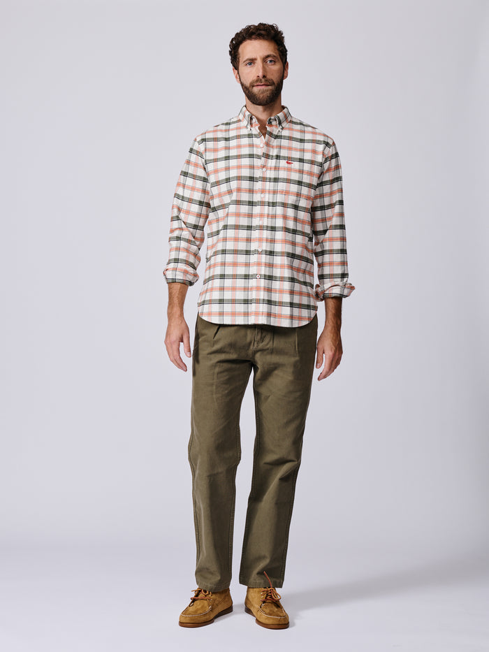Aubin Vintage White Check Merton Brushed Oxford Button Down Shirt | Checked Shirt