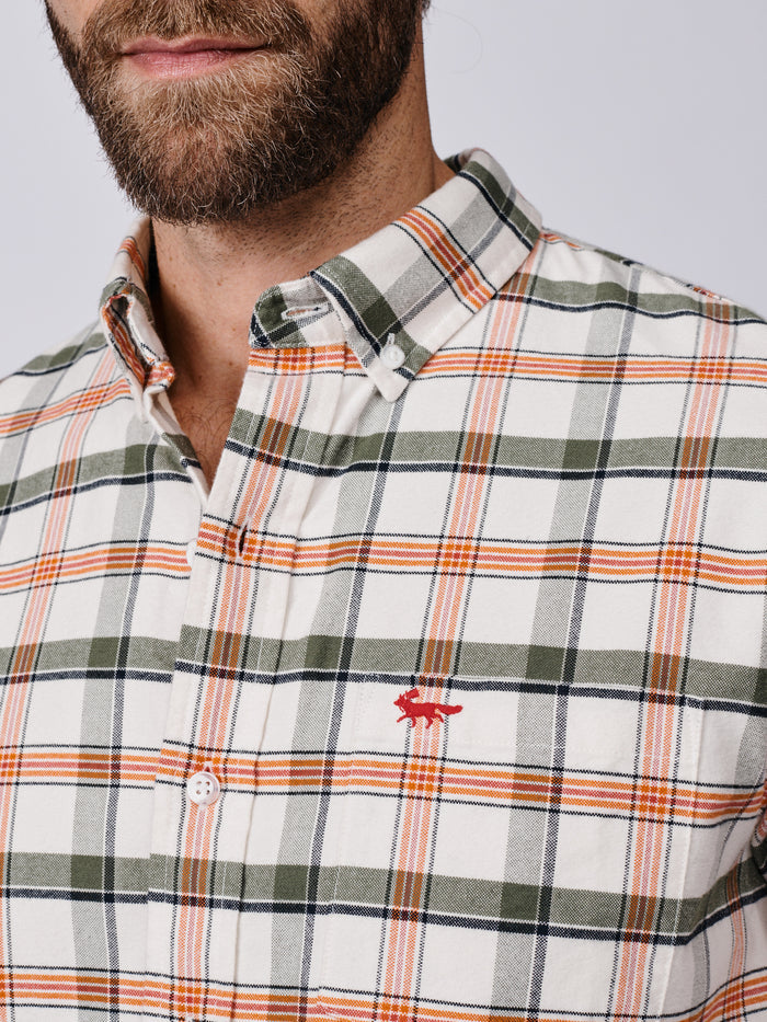 Aubin Vintage White Check Merton Brushed Oxford Button Down Shirt | Checked Shirt