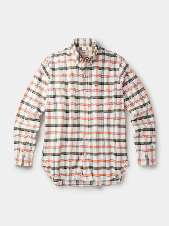 Aubin Vintage White Check Merton Brushed Oxford Button Down Shirt | Checked Shirt