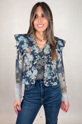 Style the Midnight Indigo Floral Quilted Embroidered Vest exclusively at Born To Glam
