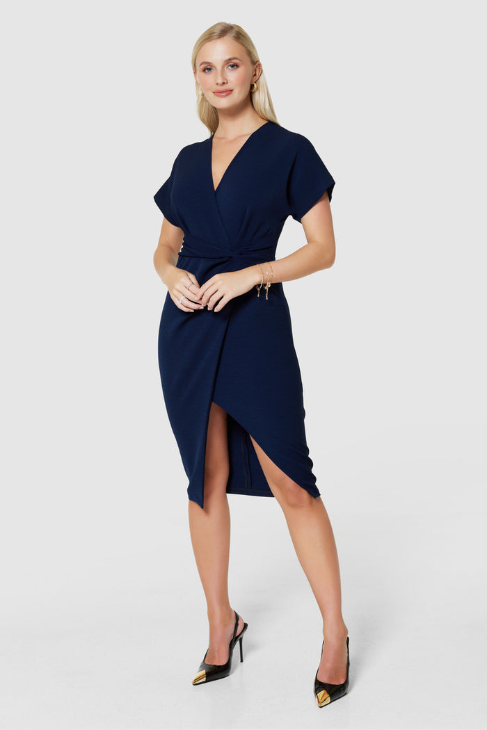 Miena Kimono Pencil Dress (Navy)