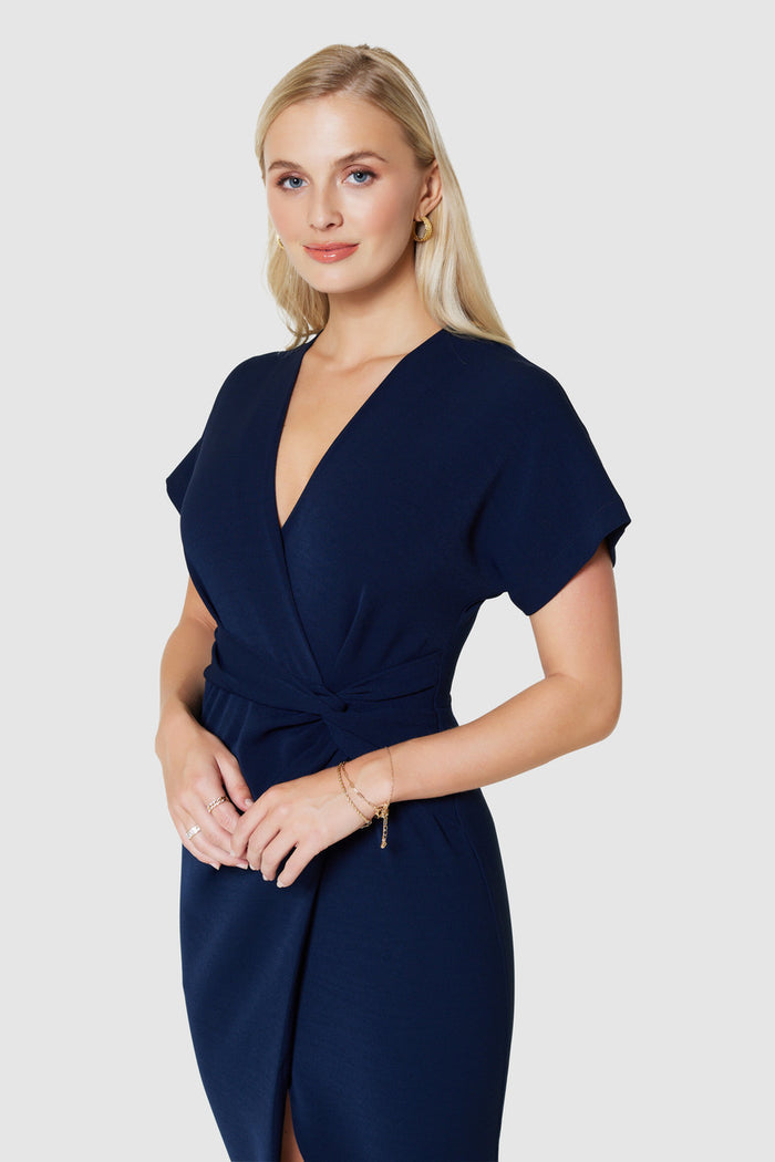 Miena Kimono Pencil Dress (Navy)