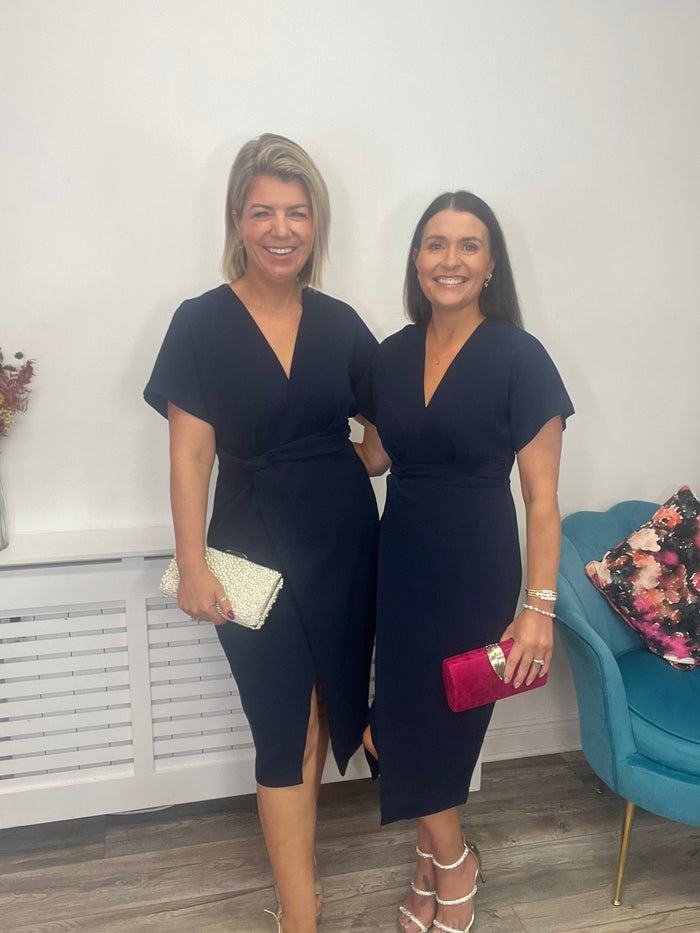 Miena Kimono Pencil Dress (Navy)