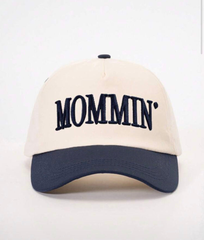 "Mommin" Embroidered Two-Tone Baseball Cap