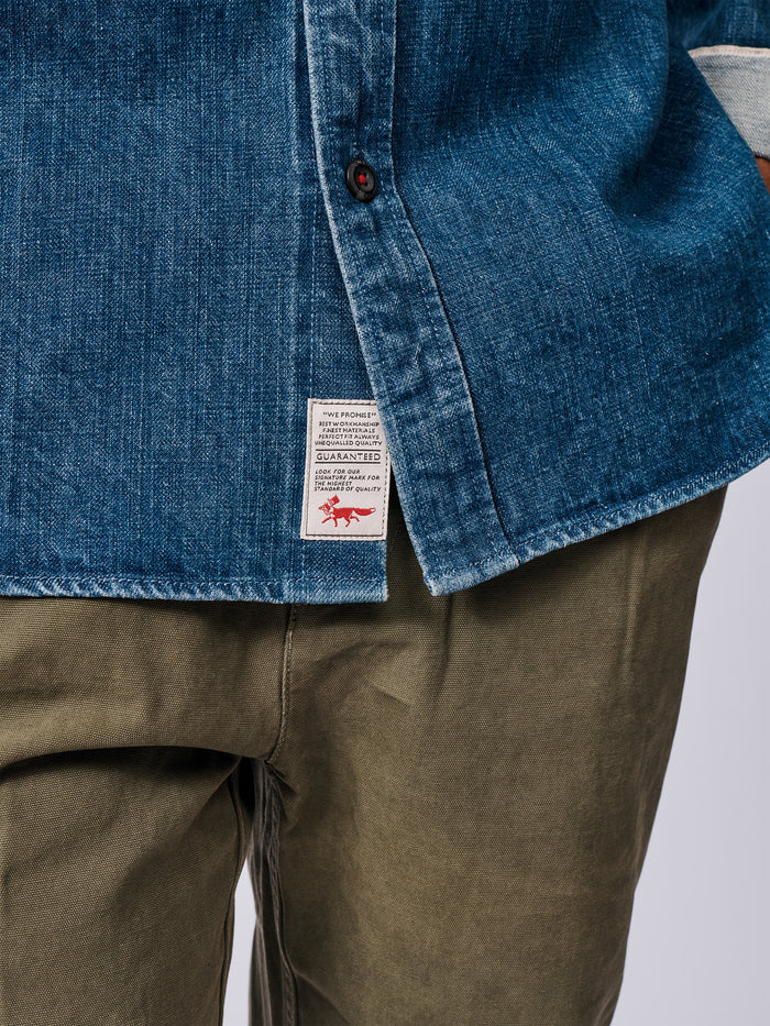 Aubin Washed Denim Morely Selvedge Denim Overshirt | Denim Shirt