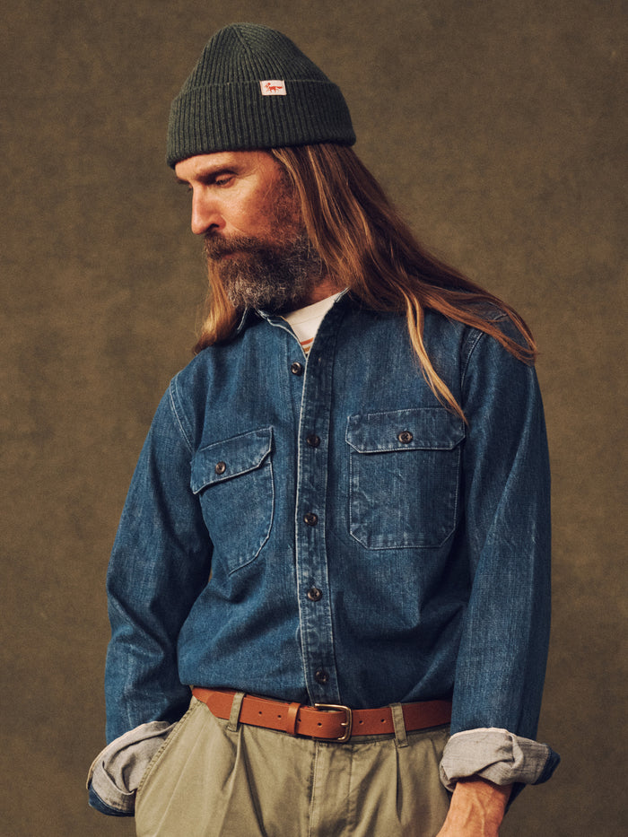 Aubin Washed Denim Morely Selvedge Denim Overshirt | Denim Shirt