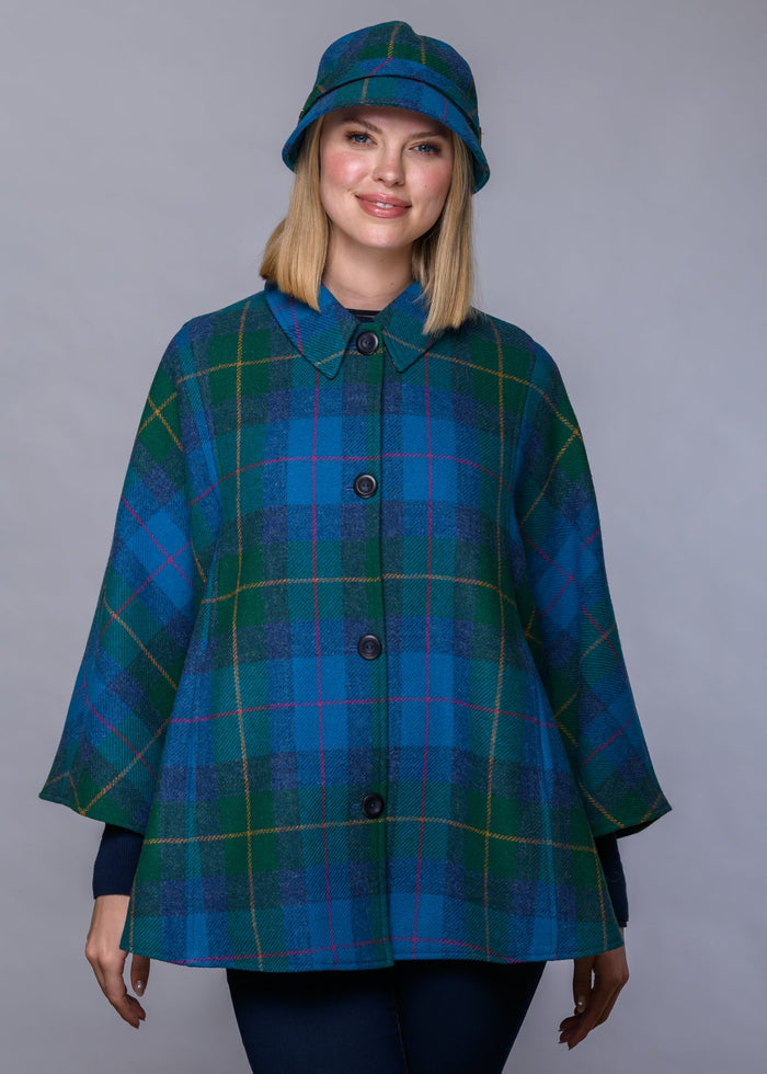 Mucros Country Cape | Blue Green Check