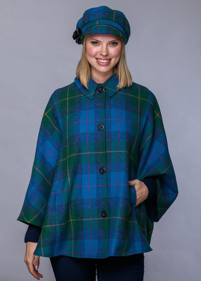 Mucros Country Cape | Blue Green Check
