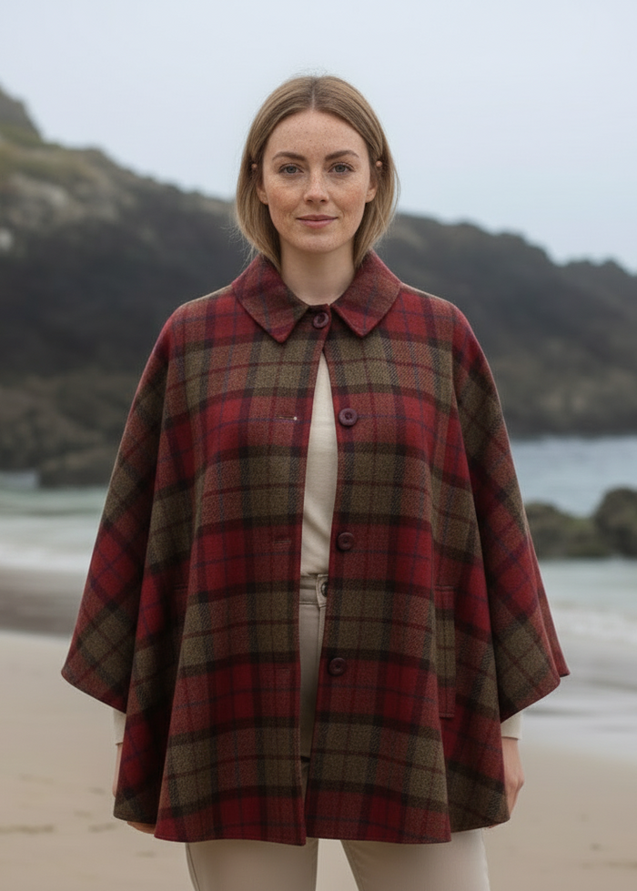 Mucros Country Cape | Red Check