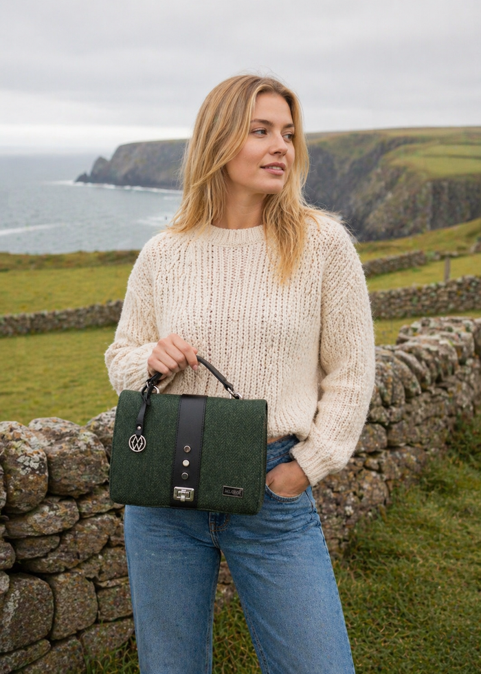 Mucros Fiona Bag | Green Herringbone