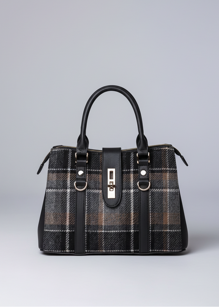 Mucros Jessica Bag | Charcoal Check