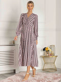 NANCY LONG SLEEVE MAXI DRESS (PINK GEO)