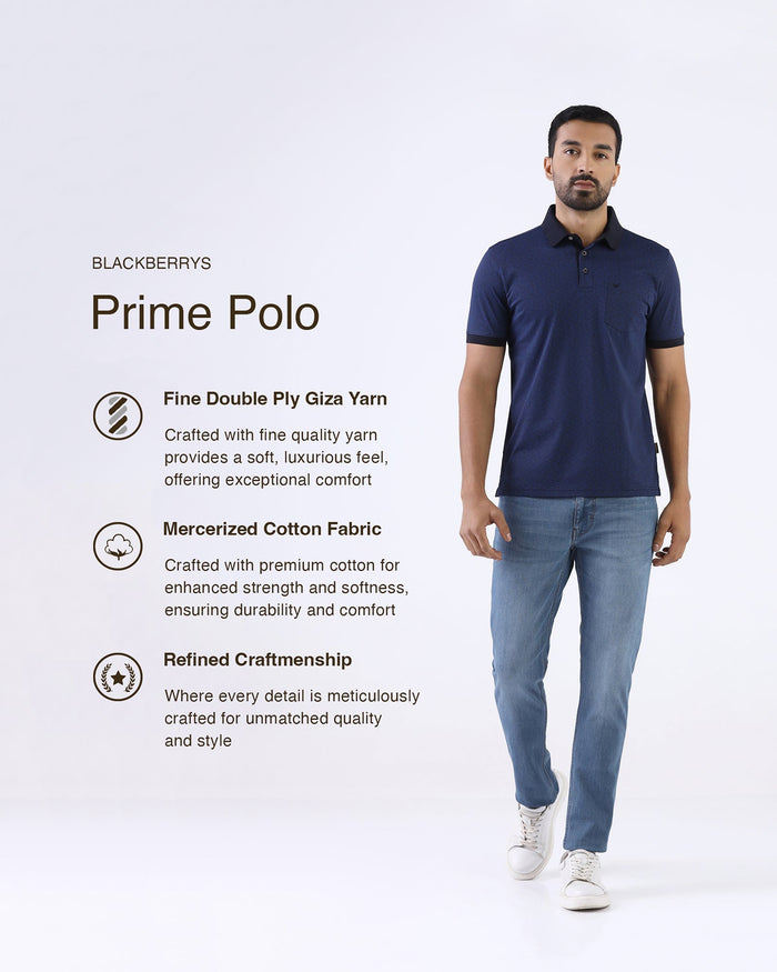 Navy Printed Polo - Sign