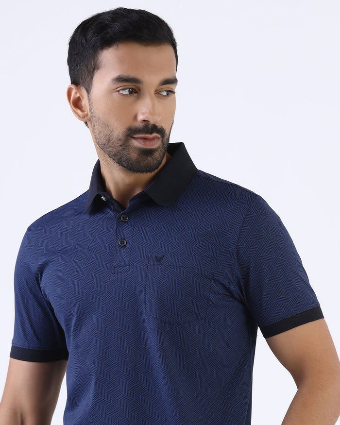 Navy Printed Polo - Sign
