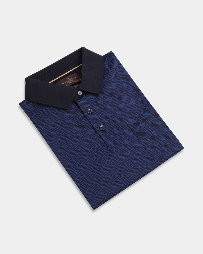 Navy Printed Polo - Sign