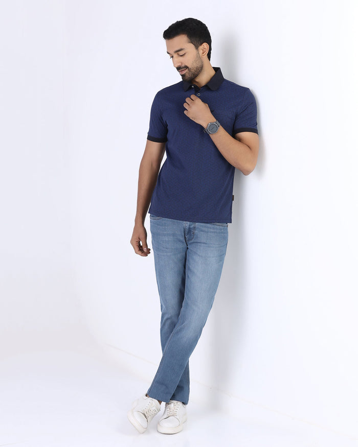 Navy Printed Polo - Sign