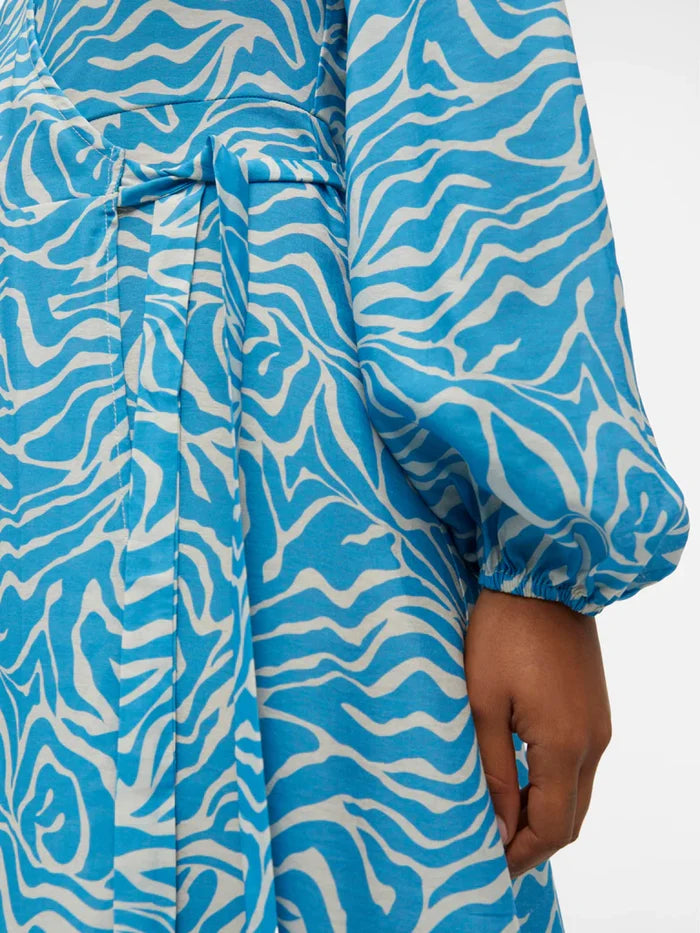NORA L/S MIDI WRAP DRESS (BLUE)