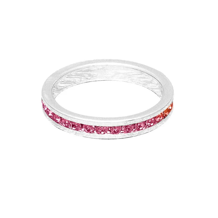 October (Pink Tourmaline) White Gold Ring | Size 6