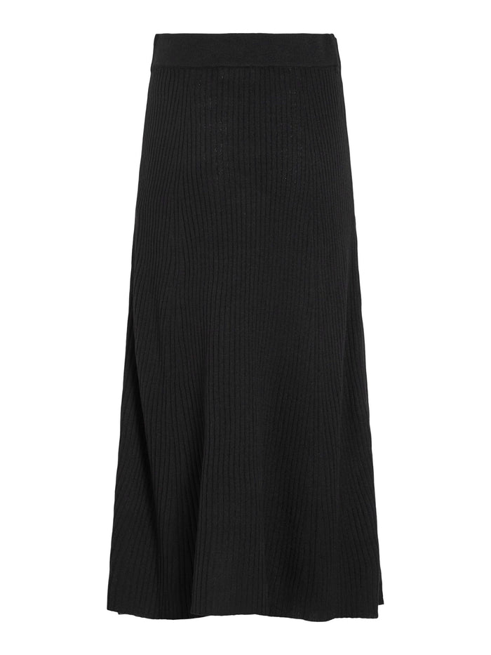 Olina Rib Knit Midi Skirt (Black Beauty)