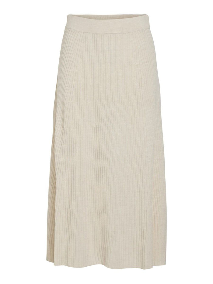 Olina Rib Knit Midi Skirt (Super Light Natural)