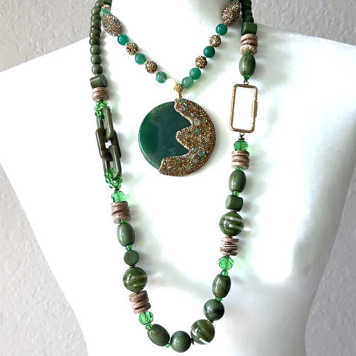 Style the Olive Green Wooden Beaded Long Necklace exclusively at Born To Glam