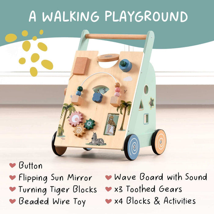 OmaOmaOma! Wooden Multi-Activity Push Baby Walker