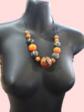 Orange Wooden Bead Necklace