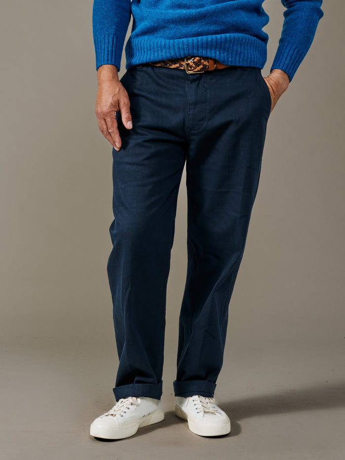 Aubin Navy Ormsby Selvedge Chino | Chinos