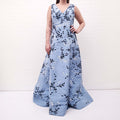 OSCAR DE LA RENTA BLUE SEQUIN EMBROIDERED GOWN - SIZE 12