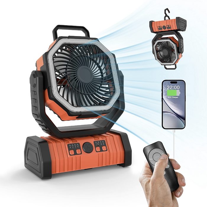 Outdoor Power Bank Camping Fan - Stay Cool, Charged, and Illuminated on Your Adventures - RFE Marketing Ventures
