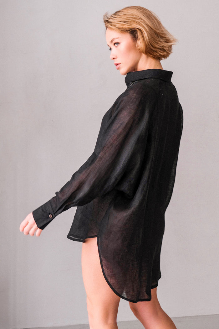Oversized Linen Shirt CLOVER Black