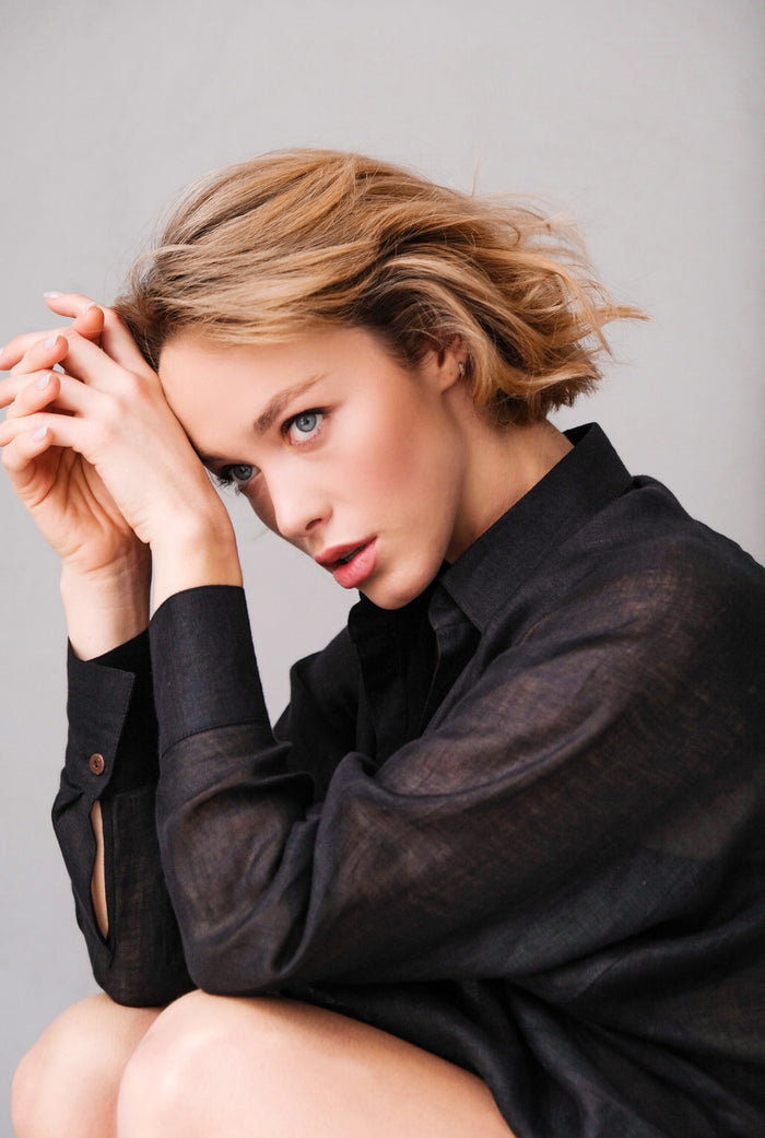Oversized Linen Shirt CLOVER Black